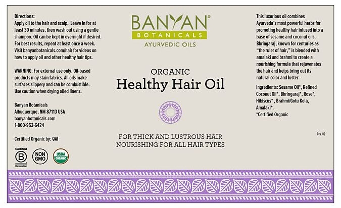 Healthy Hair Oil (Banyan Botanicals) label