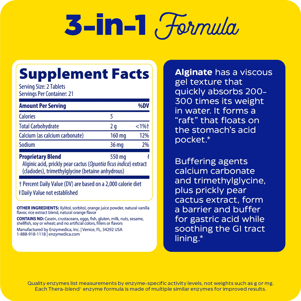 Heartburn Soothe Supplement Facts Label
