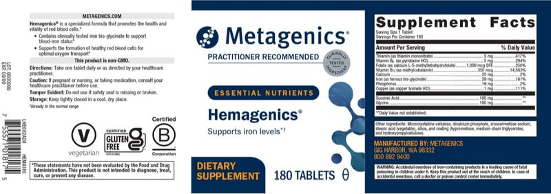 hemagenics (metagenics) label