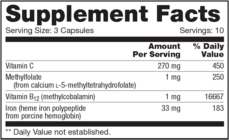 Heme Iron SAP (NFH Nutritional Fundamentals) 30ct Supplement Facts