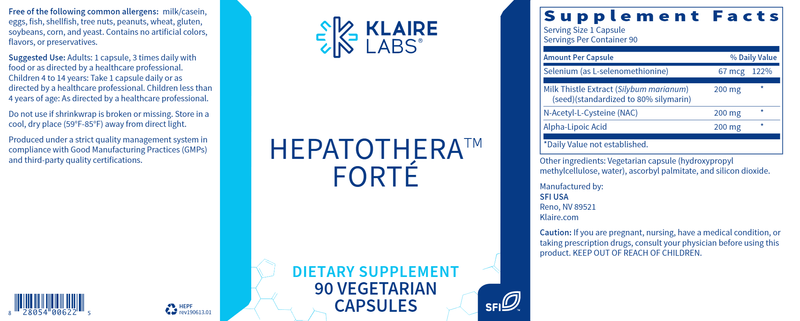 HepatoThera Forté (Klaire Labs) Label