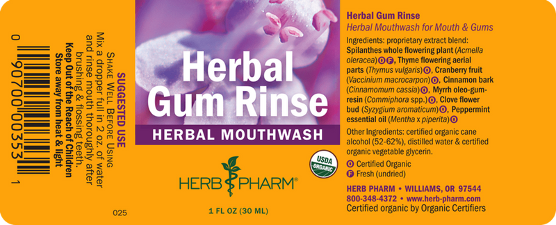herbal gum rinse | gum guardian (herb pharm) label