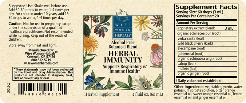herbal immunity (formerly immune glycerite) (wise woman herbals) label