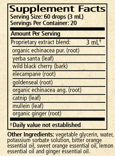 Herbal Immunity (Formerly Immune Glycerite) Supplement Facts Label