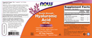 hyaluronic acid 100 mg (now foods) label