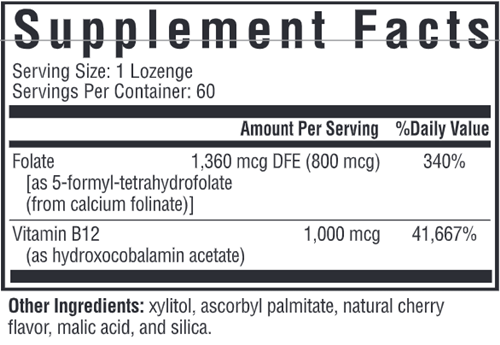 Hydroxo B12 with Folinic Acid Seeking Health supplement facts