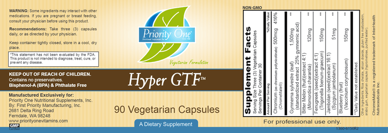 Hyper GTF (Priority One Vitamins) label