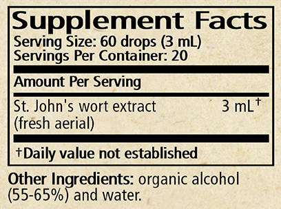 Hypericum/St. John's wort Supplement Facts Label