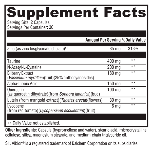 I-Sight™ Supplement Facts Label