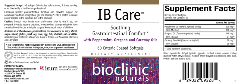 IB Care (Bioclinic Naturals) Label