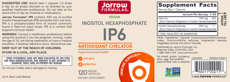 IP 6 500 mg Jarrow Formulas label