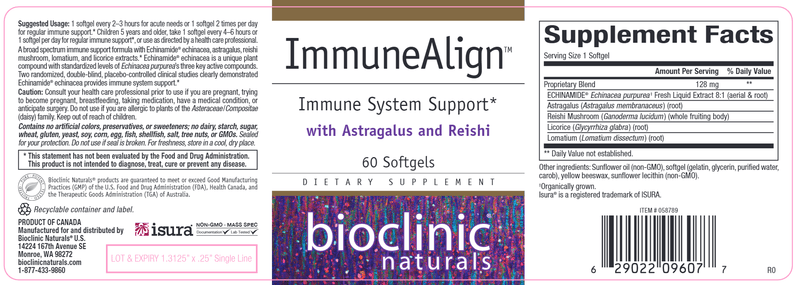 ImmuneAlign (Bioclinic Naturals) Label