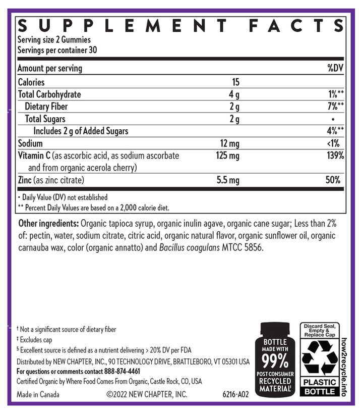 Immune Defense Vitamin C+ Supplement Facts Label