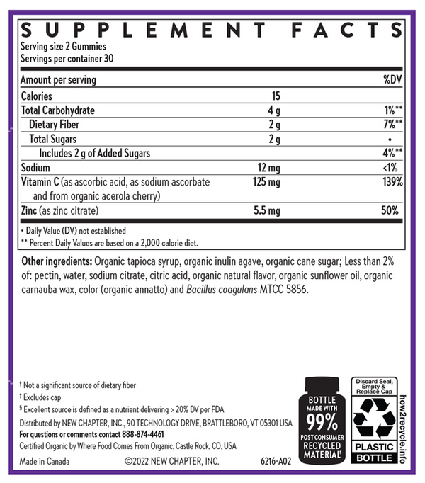 Immune Defense Vitamin C+ Supplement Facts Label