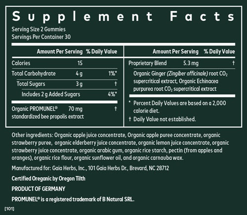 Immune Rapid Defense Gummies (Gaia Herbs) supplement facts