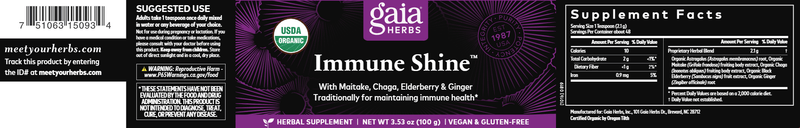 Immune Shine Gaia Herbs label