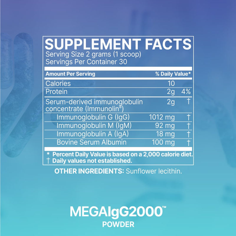 Mega IgG2000 Powder (Microbiome Labs) Supplement Facts