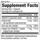 balanced zinc (equilife) supplement facts