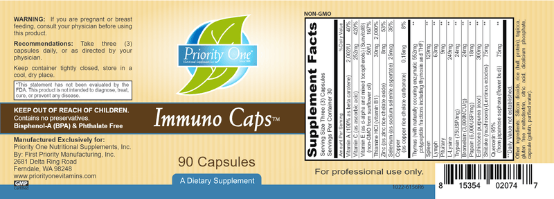 Immuno Caps (Priority One Vitamins) label