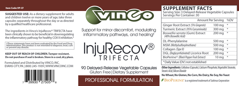 InjuRecov Trifecta Vinco label