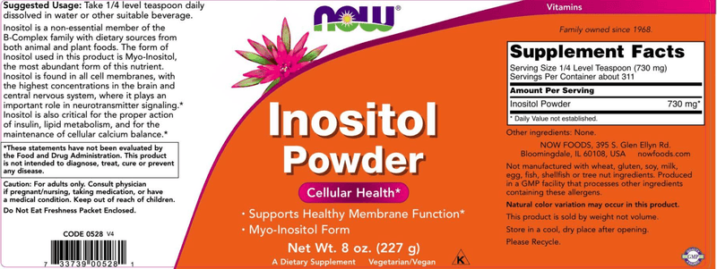 Inositol Powder 8 oz. (NOW) Label