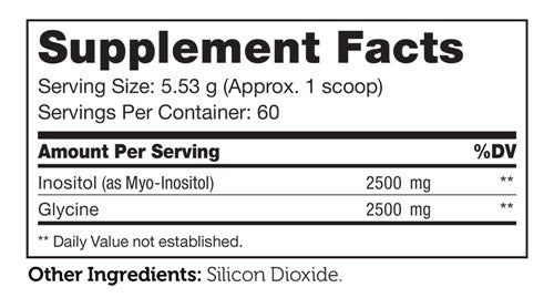 Inositol Powder Supplement Facts Label