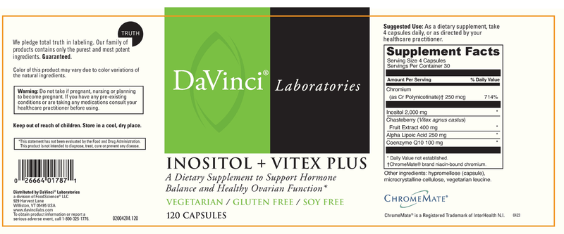 Inositol + Vitex Plus (DaVinci Labs) Label
