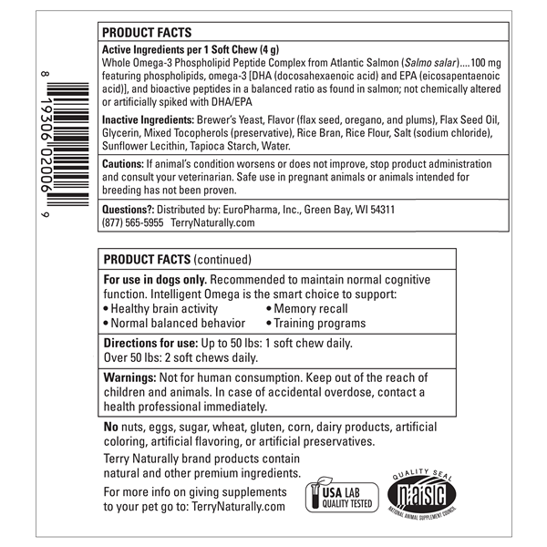 intelligent omega (terry naturally) product facts