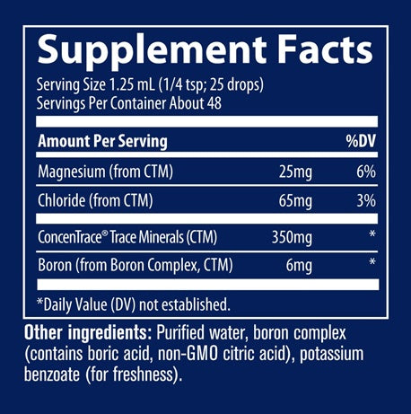 Ionic Boron Supplement Facts Label