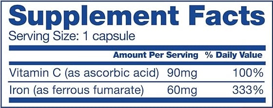 Iron Capsule with Vitamin C 60 mg (Bariatric Fusion)