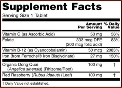 Iron Complex Tablets (NOW) Supplement Facts