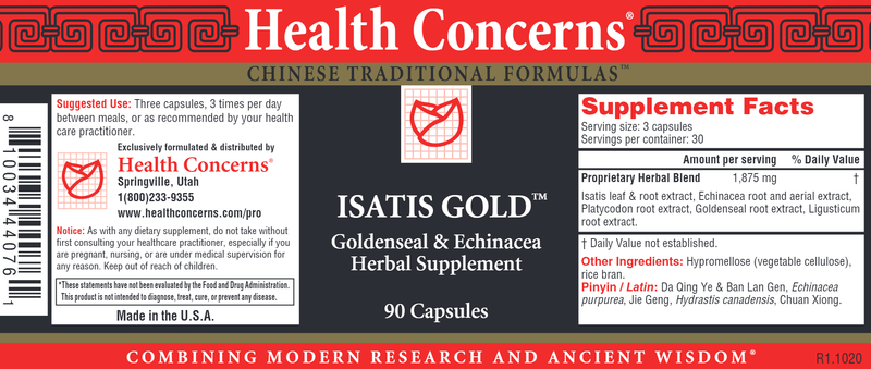 Isatis Gold (Health Concerns) Label
