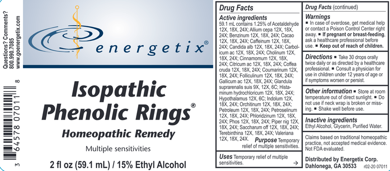 Isopathic Phenolic Rings (Energetix) Label