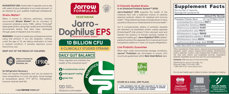 Jarro-Dophilus EPS 10 Billion Jarrow Formulas label