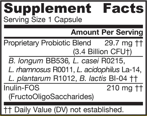 Jarro-Dophilus + FOS Jarrow Formulas supplement facts