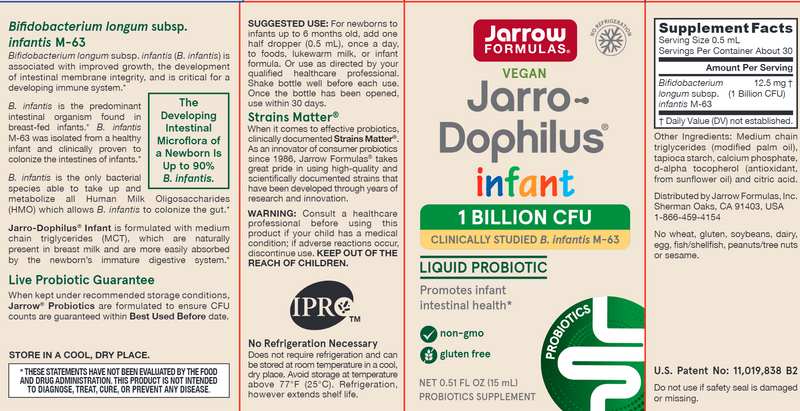 Jarro-Dophilus Infant Jarrow Formulas label