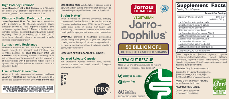 Jarro-Dophilus Ultra Jarrow Formulas label