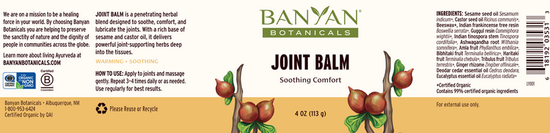 Joint Balm (Organic) (Banyan Botanicals) Label