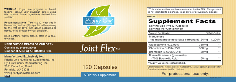 Joint Flex (Priority One Vitamins) label