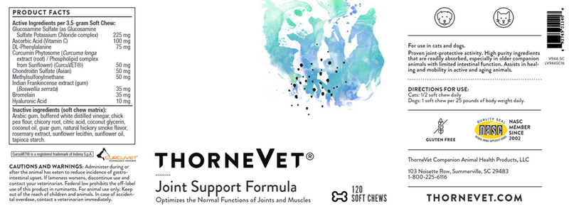 Joint Support Formula (Thorne Vet) Label