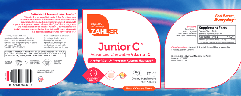 Junior C Orange (Advanced Nutrition by Zahler) Label