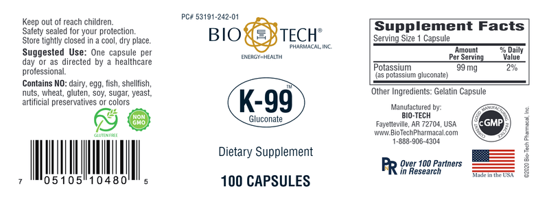 K-99 Gluconate label Bio-Tech Pharmacal