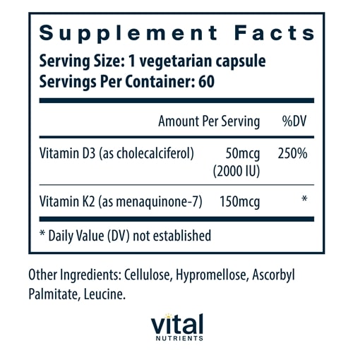 K2-7 and D3 Vital Nutrients supplements