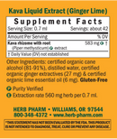 kava calming & stabilizing ginger lime (herb pharm) supplement facts