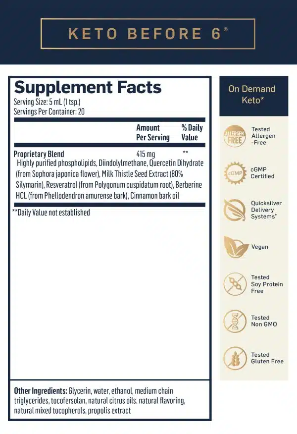 Keto Before 6 Quicksilver Scientific supplement facts