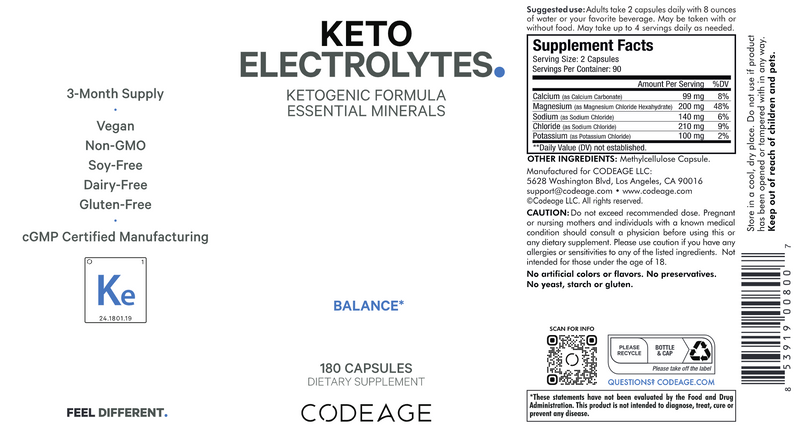 Keto Electrolytes (Codeage) label