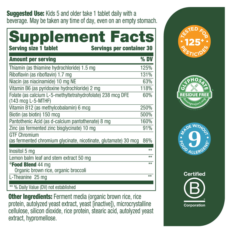 Kid's B Complex (MegaFood) supplement facts