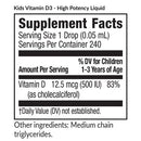 kid's vitamin d3 liquid (equilife) supplement facts