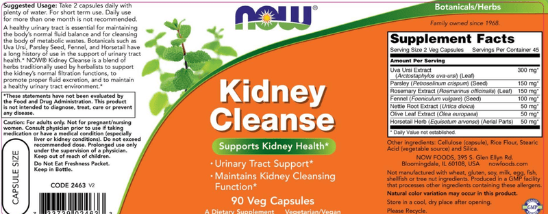 Kidney Cleanse (NOW) Label