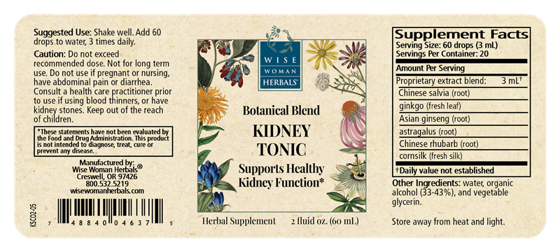 kidney support tonic wise woman herbals label